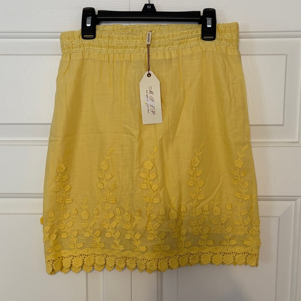 Yellow Embroidered Mini Skirt - Unbranded NWT